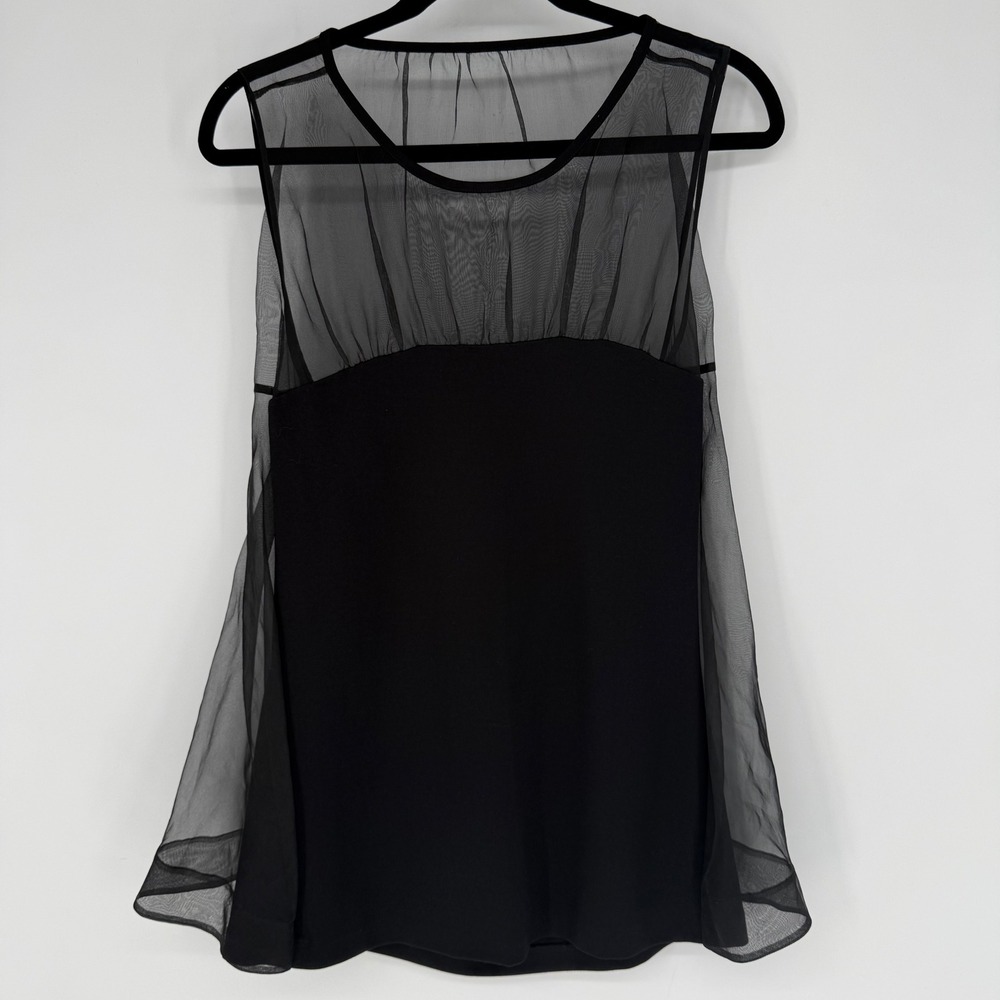 DOROTHEE SCHUMACHER BLACK SILK MESH‎ LAYERED SLEEVELESS BLOUSE SIZE 5 (XL)